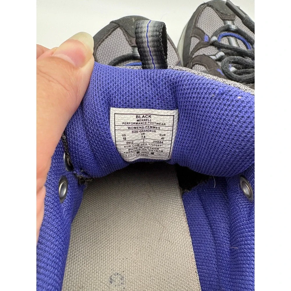 Merrell Womens J55684 Hiking Shoes Black Grey Purple Low Top Trail Sneakers 10